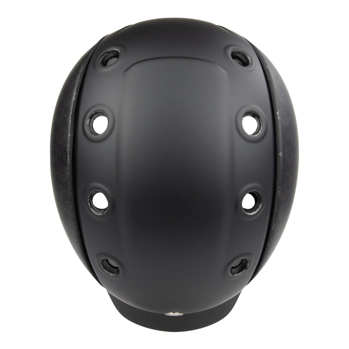 A matte black full-face equestrian CASCO helmet shown from the front on a clean white background.