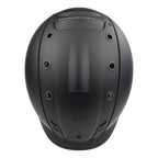 A matte black full-face equestrian riding CASCO helmet shown from the top view against a solid white background.