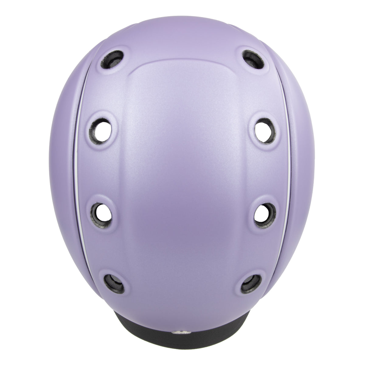 A light purple equestrian CASCO helmet with multiple circular ventilation holes, shown from the back on a solid white background.