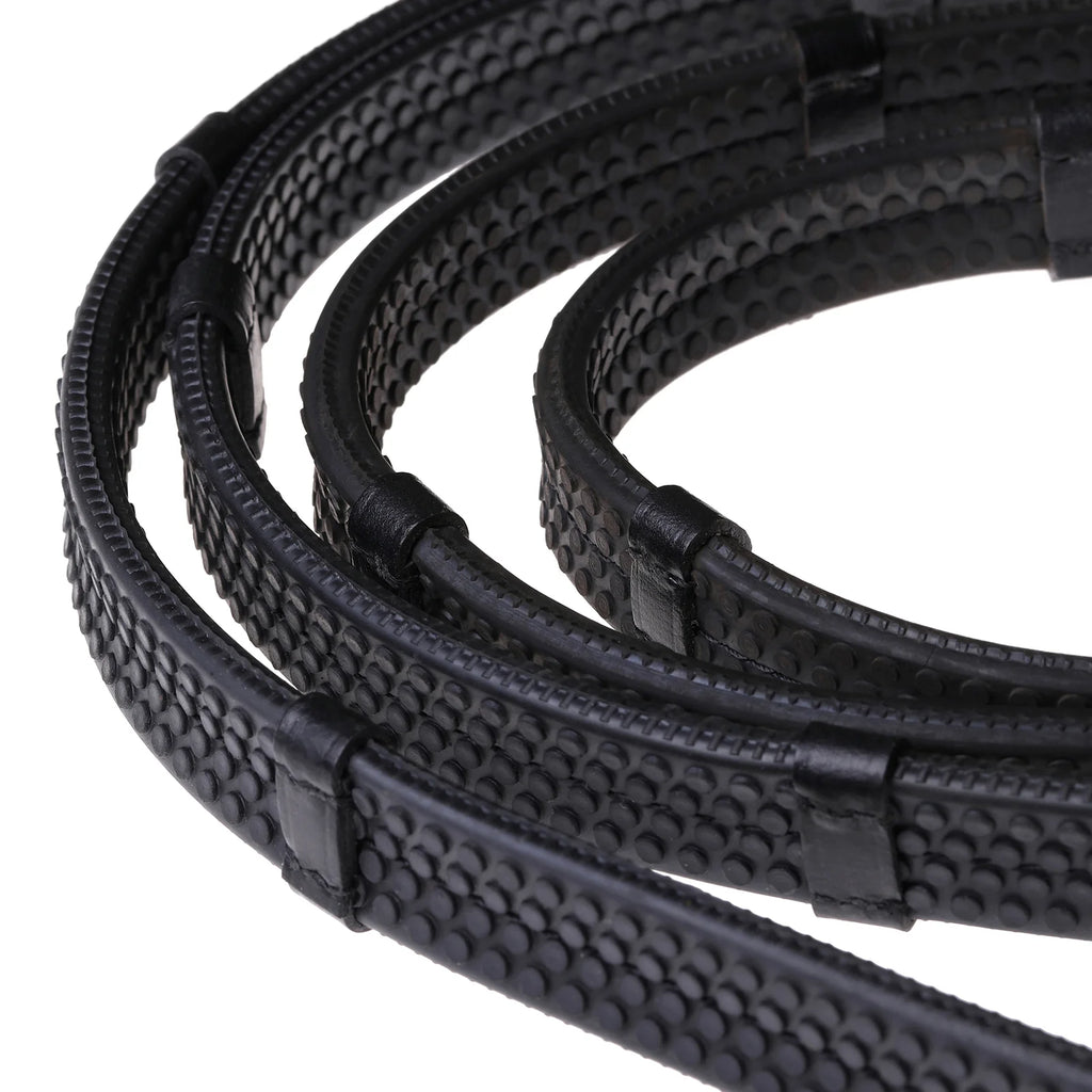 Lumiere black flat rubber grip reins – brass fittings