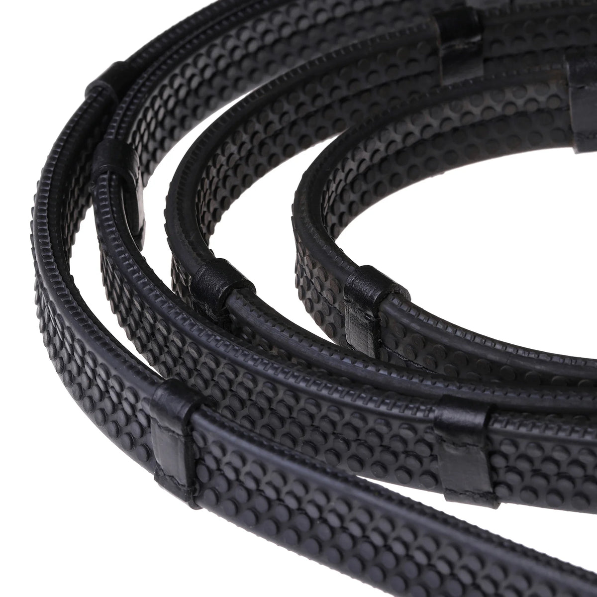 Lumiere black flat rubber grip reins – brass fittings