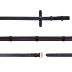 Lumiere havana brown flat rubber grip reins – brass fittings