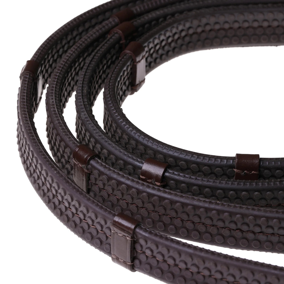 Lumiere mid brown flat rubber grip reins – brass fittings