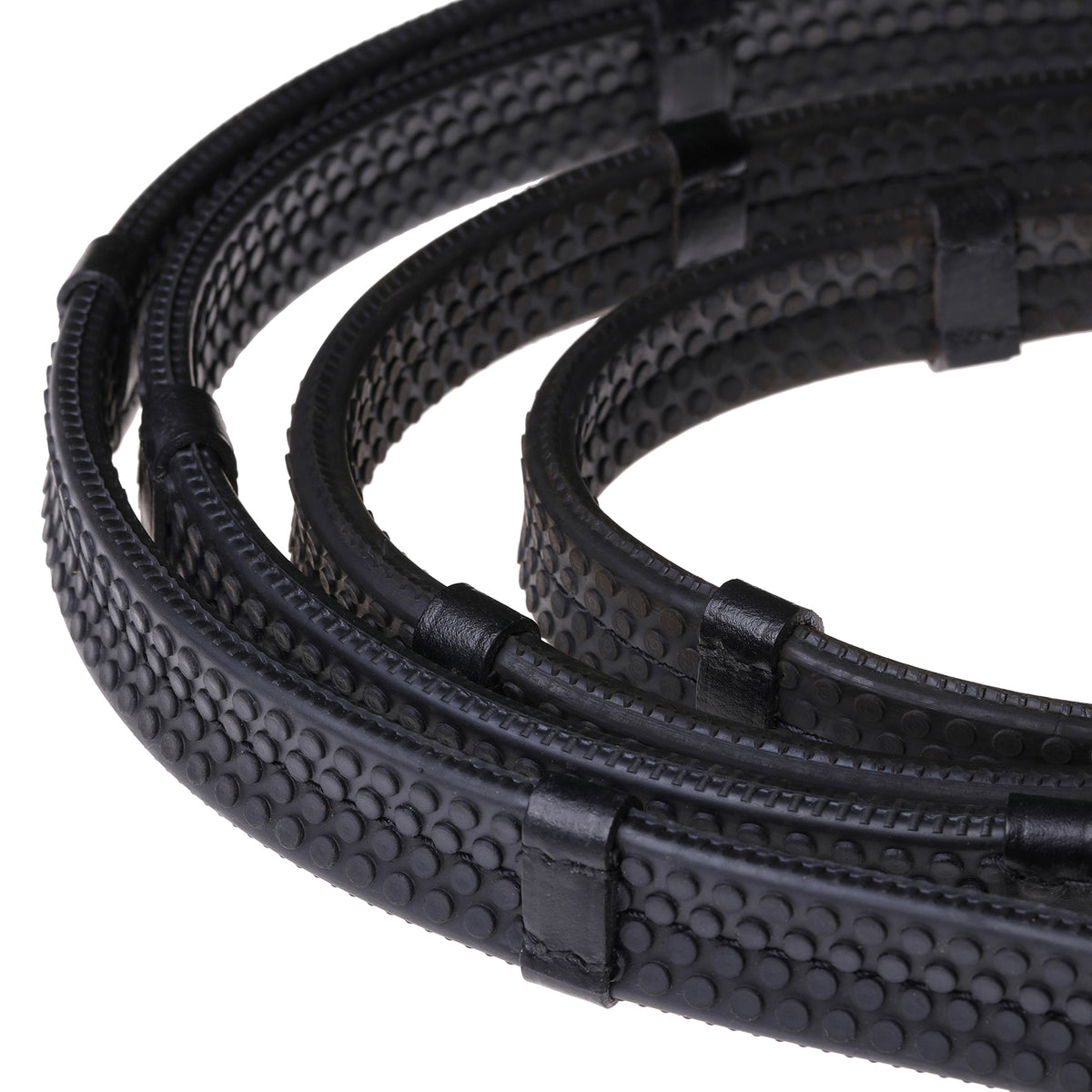 Snaffle Bridle Reins – Rolled Rubber Grip – Silver