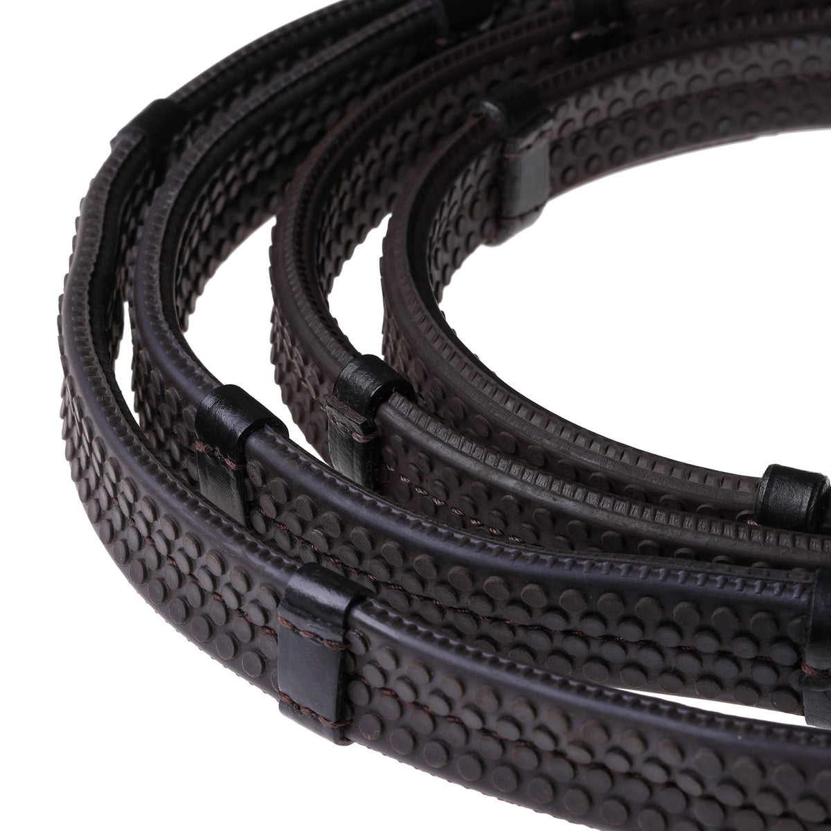 Snaffle Bridle Reins – Rolled Rubber Grip – Silver