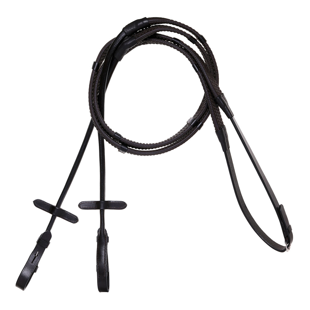 Snaffle Bridle Reins – Rolled Rubber Grip – Silver