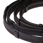 Lumiere leather snaffle bridle reins – flat rubber grip – brown – white stitching