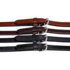 Lumiere leather snaffle bridle reins – flat rubber grip – black – brown, light brown, Havana - white stitching