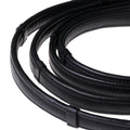 Lumiere Butter-soft flat nappa leather snaffle bridle reins with billet bit attachment and stainless steel fittings. Available in Black or Havana Brown. Pony to Warmblood.