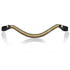 Front view of the Lumiere Delta bridle with Delta browband handcrafted from premium leather featuring a clincher-style centrepiece encased by gold beading at a 2cm depth.