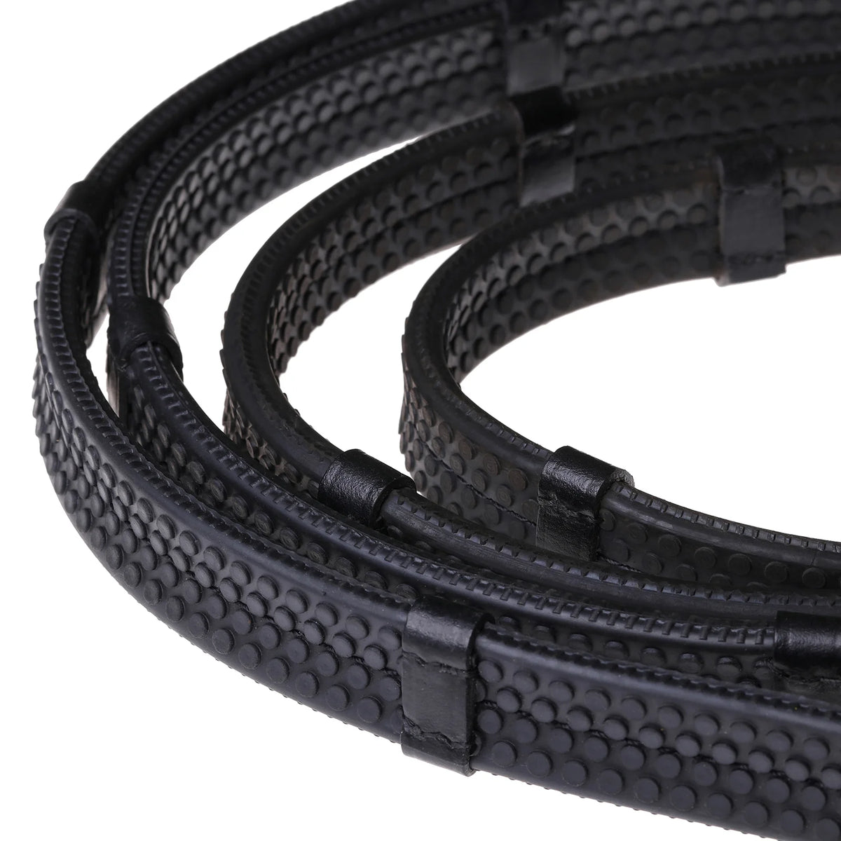 Lumiere black flat rubber grip reins – silver fittings