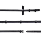 Lumiere black flat rubber grip reins – silver fittings