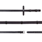 Lumiere havana brown flat rubber grip reins – silver fittings
