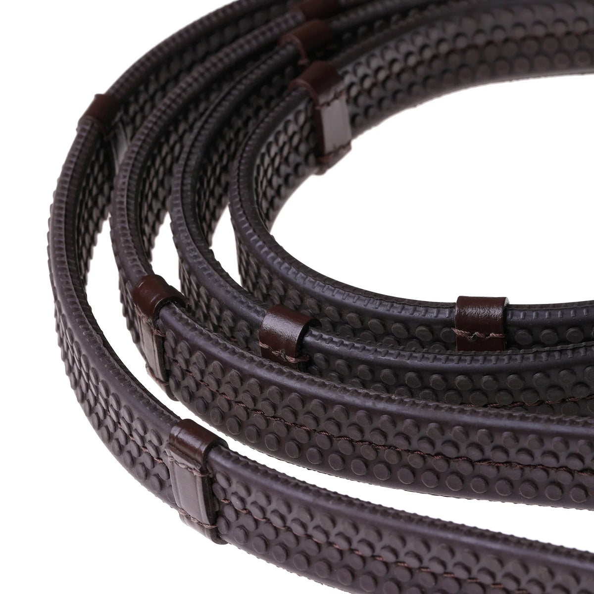 Lumiere mid brown flat rubber grip reins – silver fittings