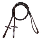 Lumiere mid brown flat rubber grip reins – silver fittings
