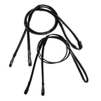 Complete double bridle rein set in butter-soft flat nappa eco-friendly leather. Includes snaffle rein (centre buckle) and curb rein (no buckle), both with billet attachments and stainless steel fittings.