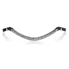 Front view of the Lumiere Solitaire multi-dimensional crystal browband — a striking centre row of solitaire-cut Austrian stellux crystals, elegantly framed by two rows of more delicate crystals for a look that catches the light from every angle.