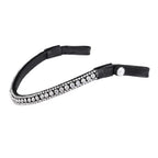 Side view of the Lumiere Solitaire multi-dimensional crystal browband — a striking centre row of solitaire-cut Austrian stellux crystals, elegantly framed by two rows of more delicate crystals for a look that catches the light from every angle.