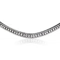 Closeup of the Lumiere Solitaire multi-dimensional crystal browband — a striking centre row of solitaire-cut Austrian stellux crystals, elegantly framed by two rows of more delicate crystals for a look that catches the light from every angle.