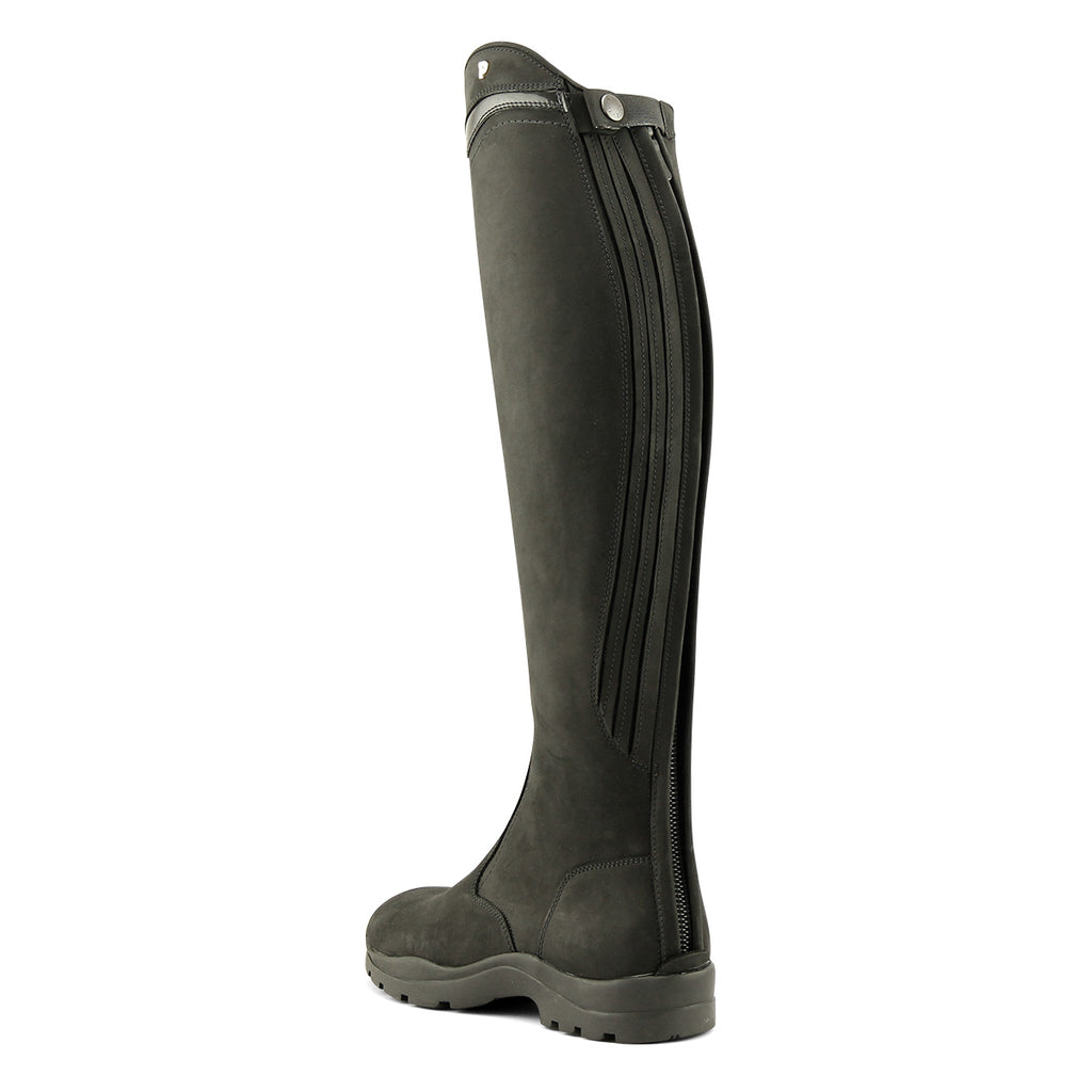Petrie Explorer black nubuck riding boos — rear view - zipper