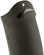 Close-up of Petrie Explorer black nubuck riding boos — side view