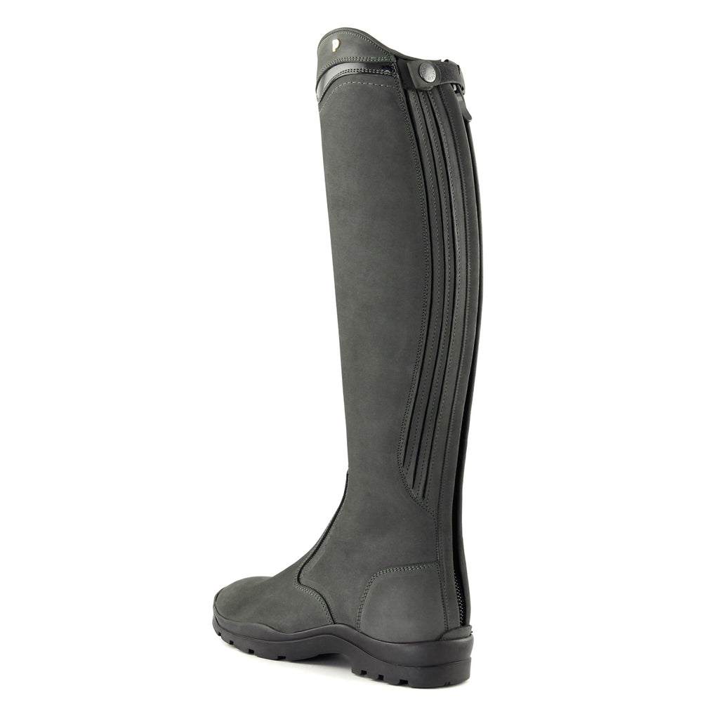 Petrie Explorer grey nubuck riding boos — rear view