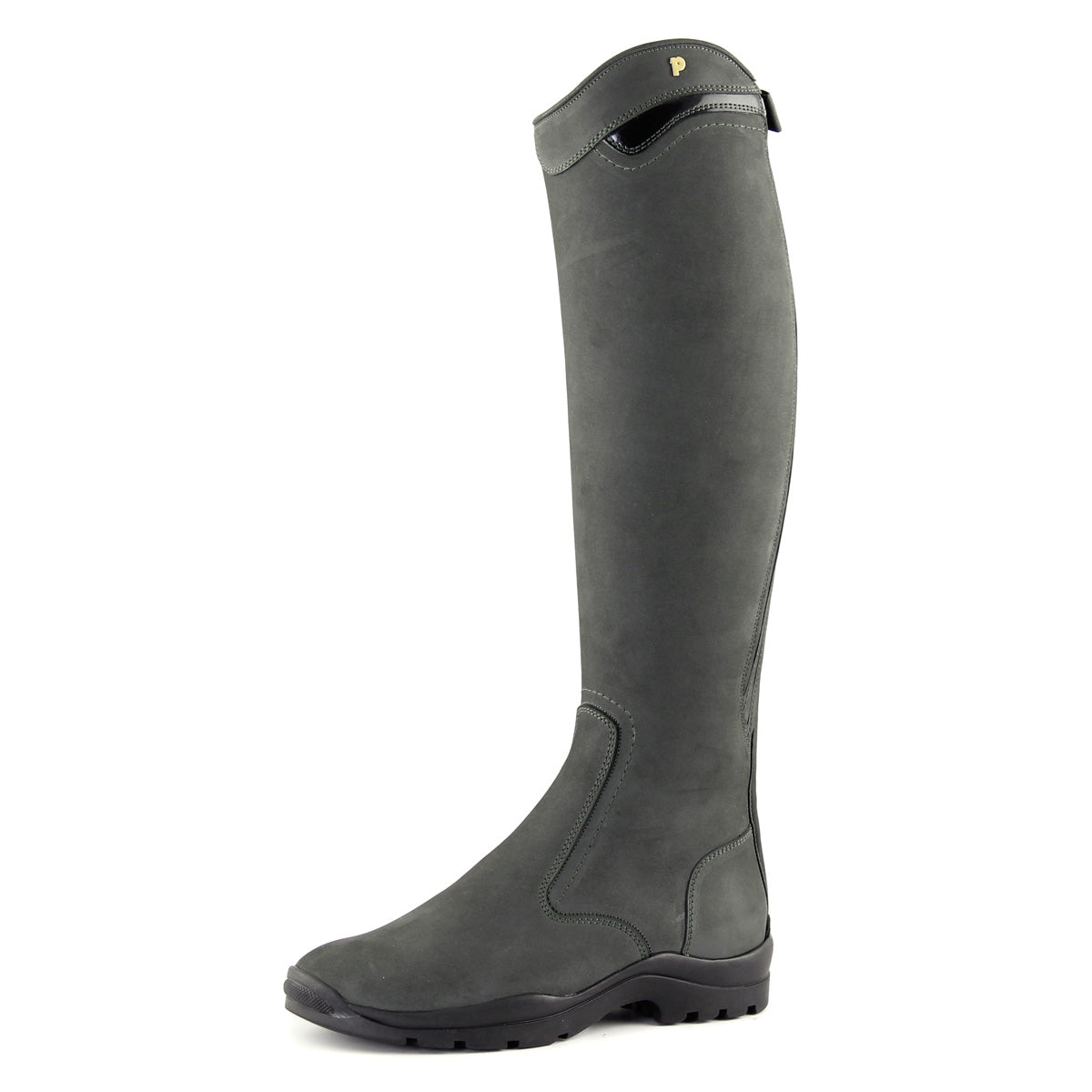 Petrie Explorer grey nubuck riding boos — side view