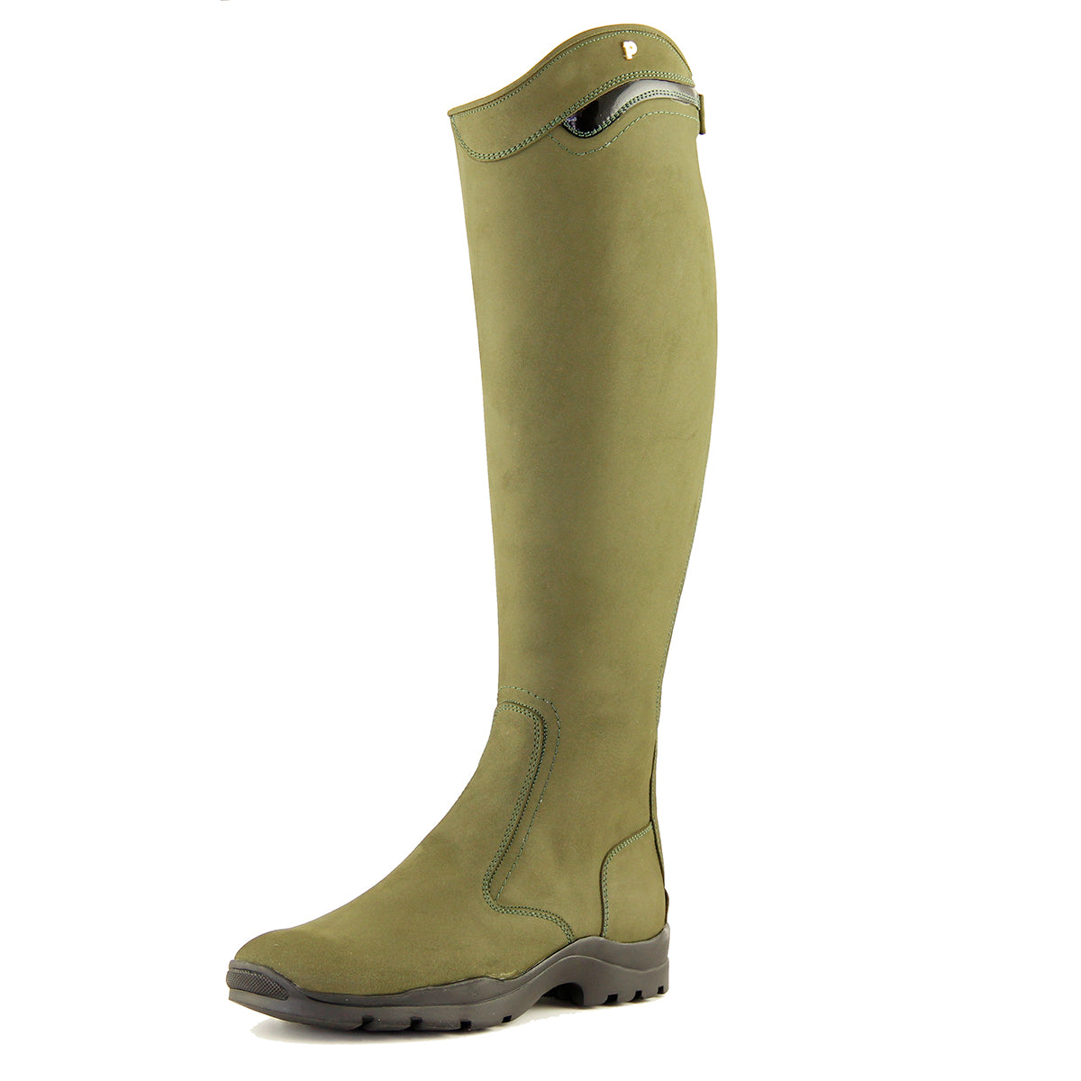 Petrie Explorer olive nubuck riding boos — side view