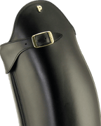Petrie Verona riding boot – close-up of gold buckle and top cap detail