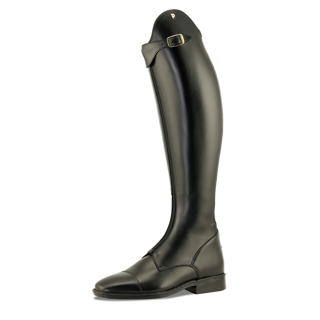 Petrie Verona riding boot – angled full view, black leather traditional polo-model