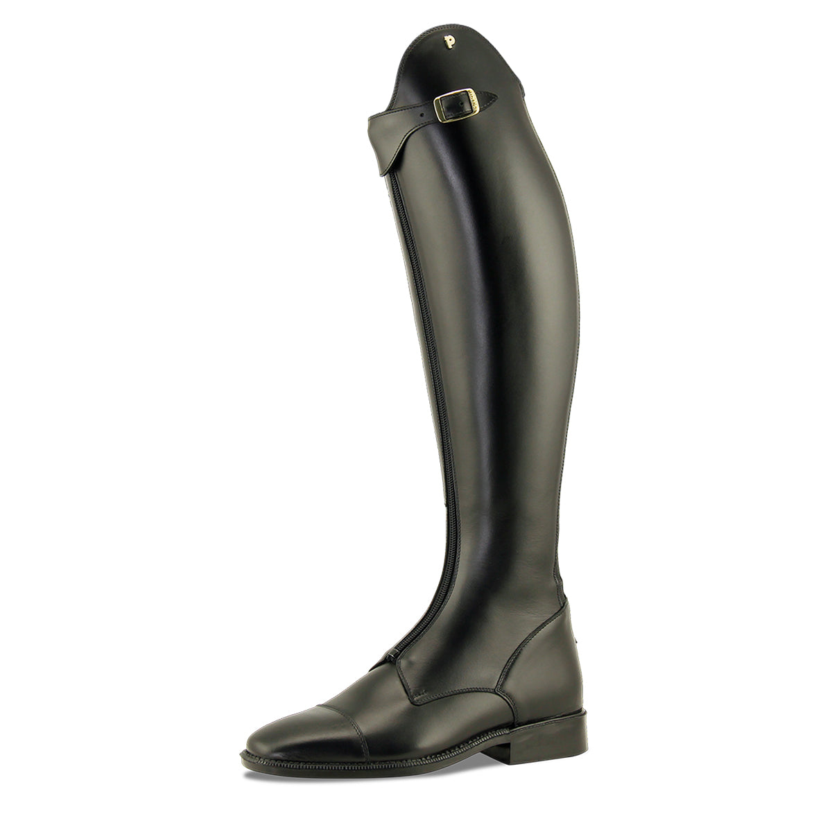 Petrie Verona riding boot – angled full view, black leather traditional polo-model