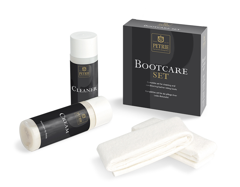 Bootcare set for Petrie riding boots including cleaner, cream and polish towels