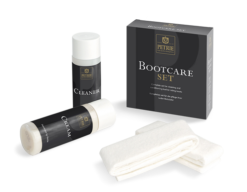 Bootcare set for Petrie riding boots including cleaner, cream and polish towels