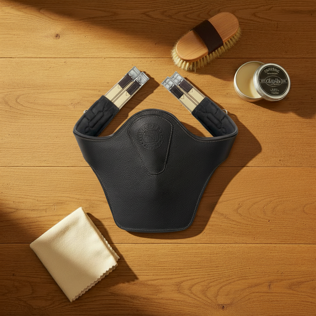 Childéric Stud Girth Black - Warm Wood