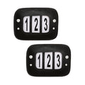 Pair of black leather crystal bridle number holder with white numerals