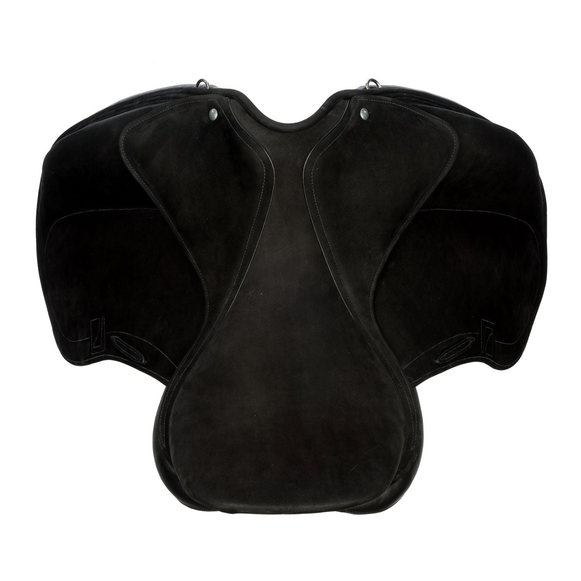 Black leather Childeric dressage saddle on a white background