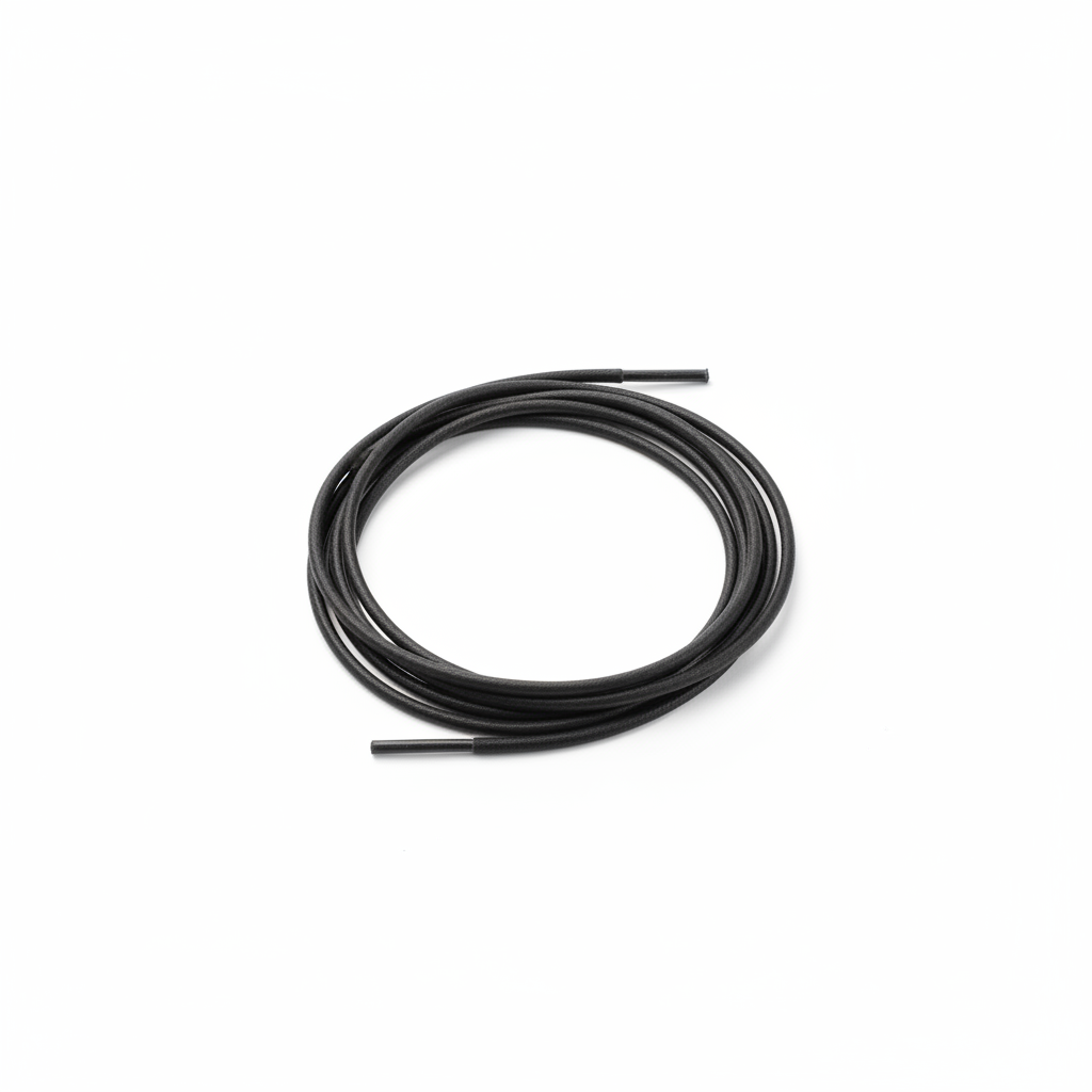 Petrie Boot Laces — Black, thin rounded waxed cord