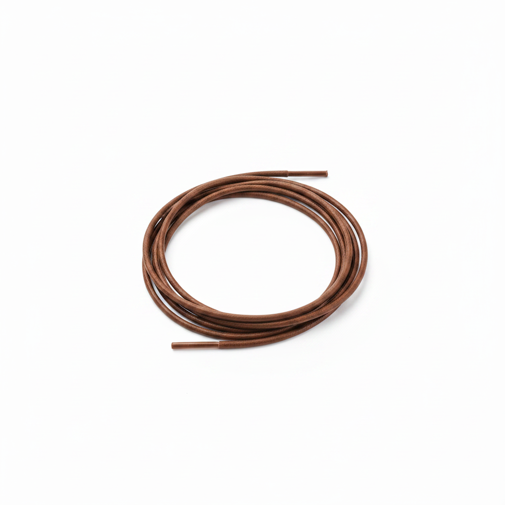 Petrie Boot Laces — Brown, thin rounded waxed cord